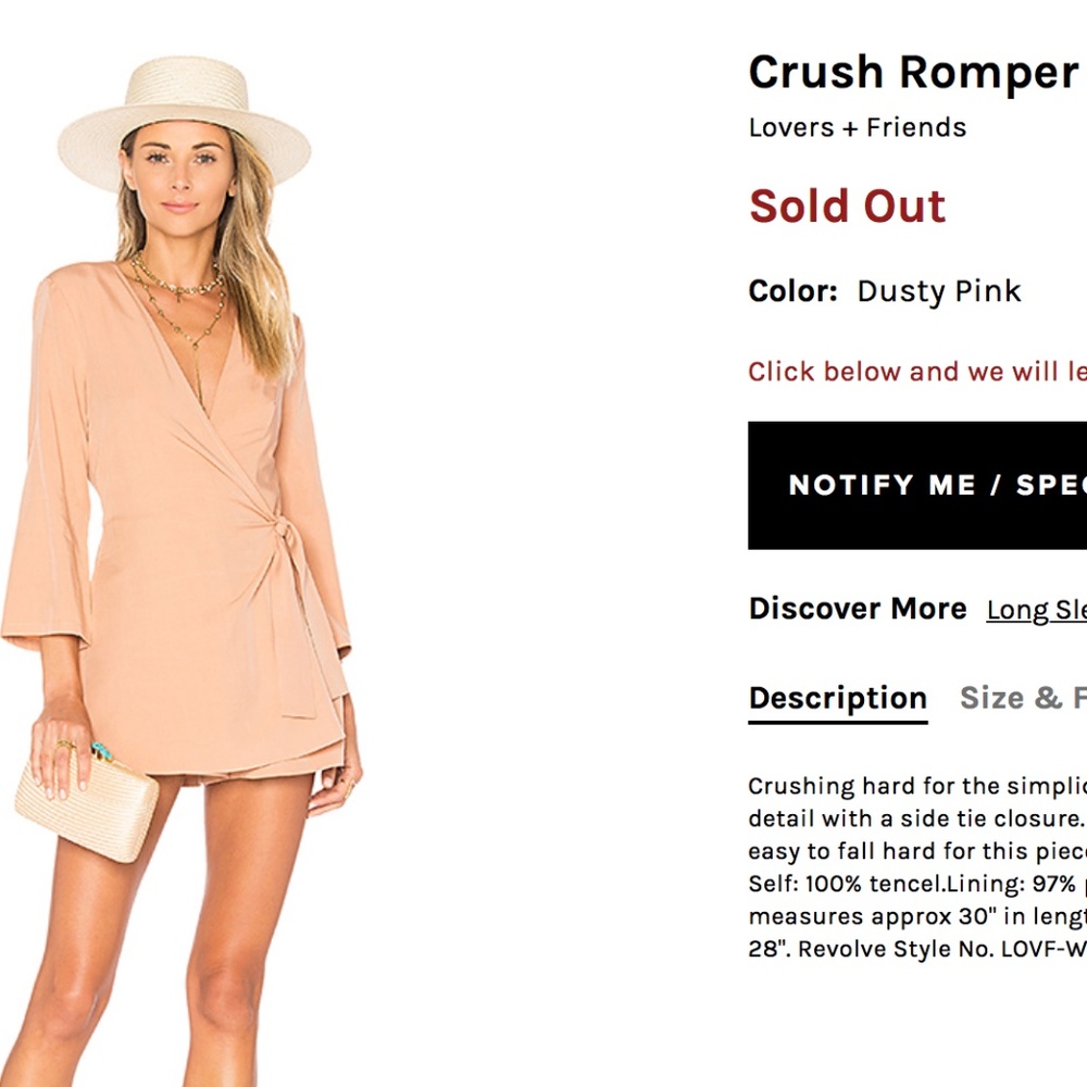 Lovers + Friends Dusty Pink Crush Romper